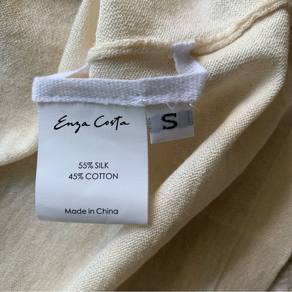 Enza Costa Silk Knit Perfect Tee Ecru NWOT Size Small - Picture 6 of 7